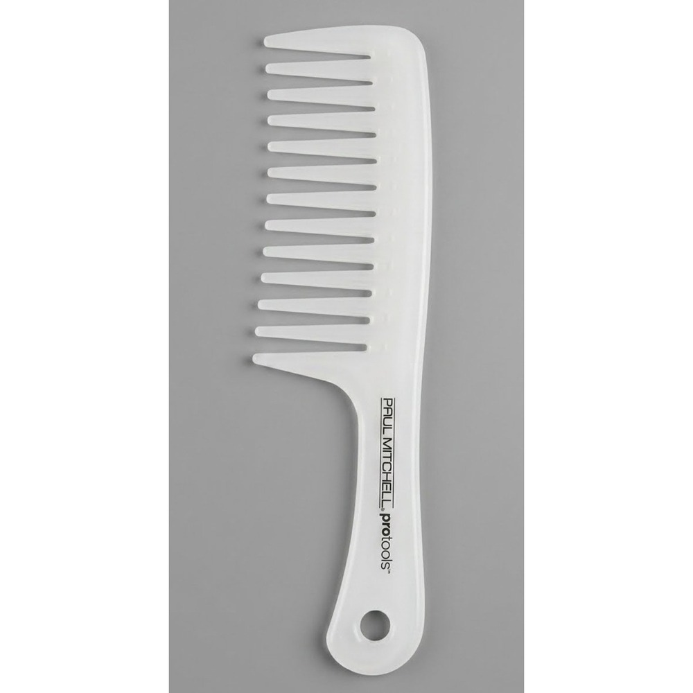 Paul Mitchell Pro Tools White Wide Tooth Detangler Comb With Handle Wet Hair